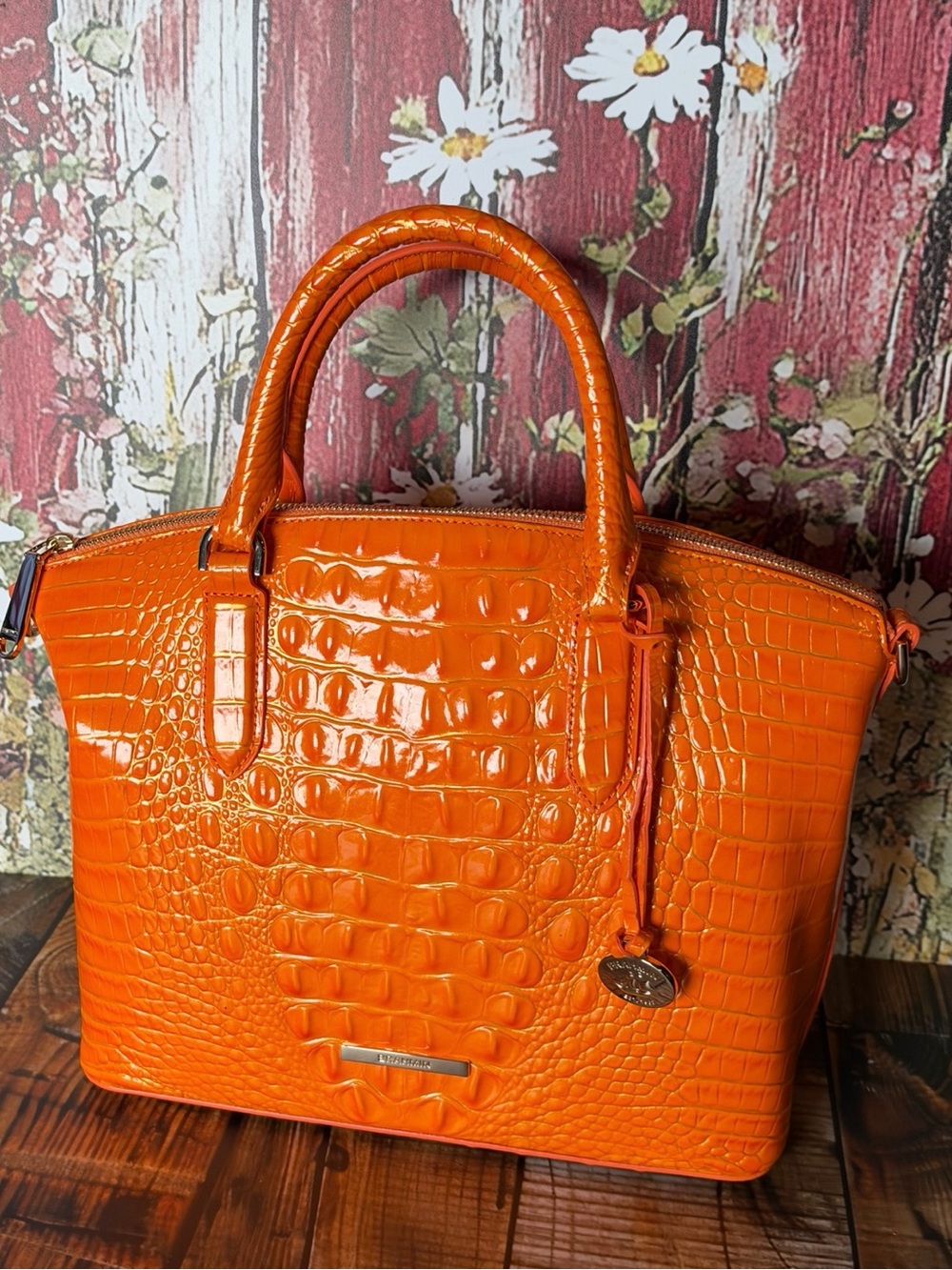 HARD TO FIND IN BRAHMIN DUXBURY MANGO ORANGE NWT FIRM $ - Picture 13 of 16